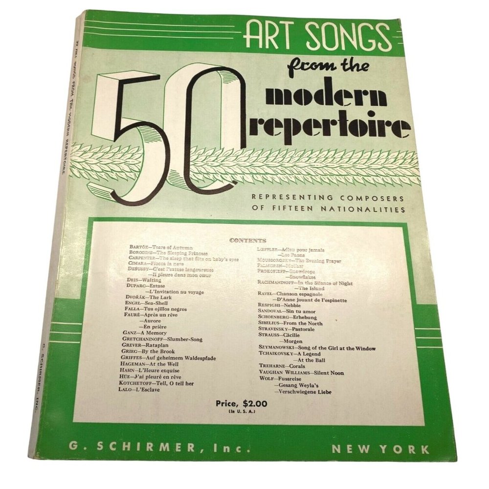 50 Art Songs from the Modern Repertoire Vintage Piano Sheet Music Songbook 1939